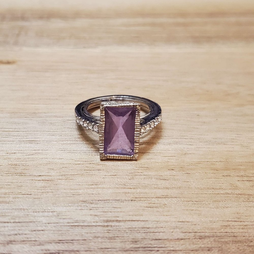Avon Silver Ring with Pink Stone Size 8